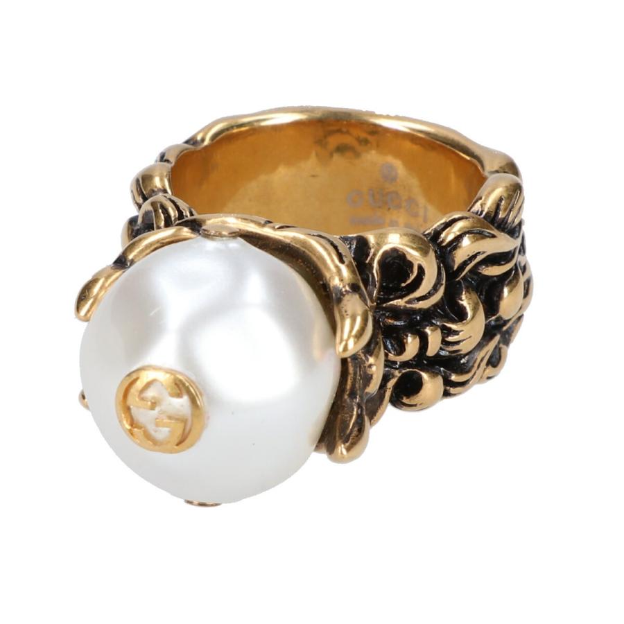 Gucciグッチ I46 8062 クリーム グラスパール付き テクスチャードリング 指輪 12号 エイジングゴールド レディース ブランドショップエコスタイル 通販 Yahoo ショッピング