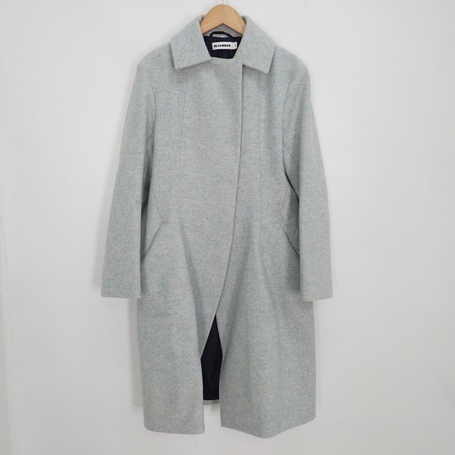 美品 国内正規 Jil Sanderジルサンダー Nw ウール ステンカラーコート34 グレー ライトブルー レディース ブランドショップエコスタイル 通販 Yahoo ショッピング
