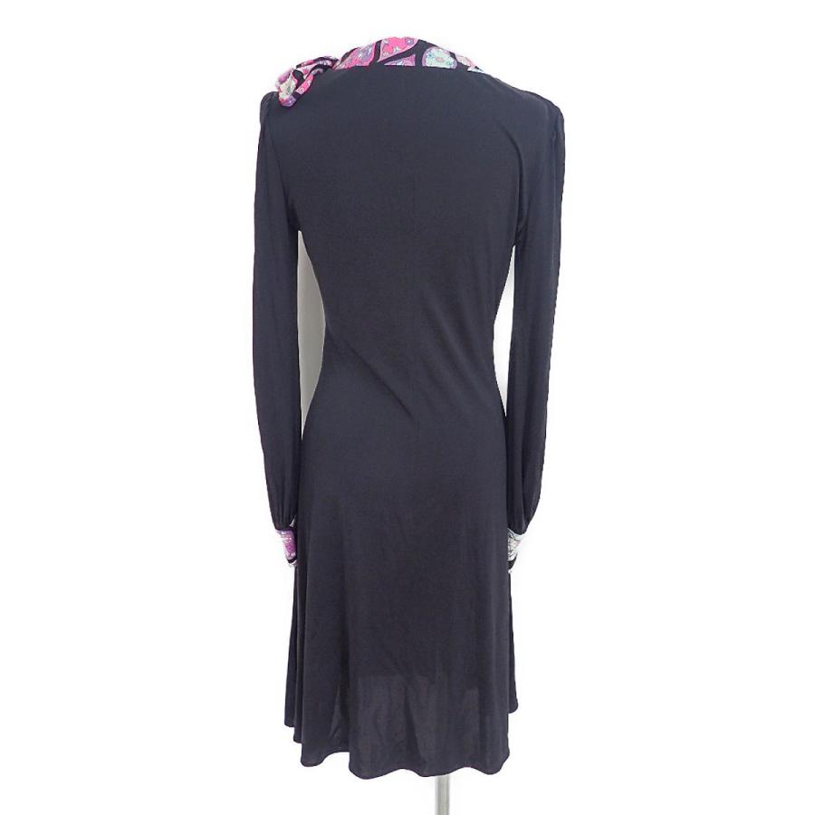 国内正規 Emilio Pucci エミリオプッチ シルク プッチ柄切替 クルーネック長袖ワンピース I 38 ブラック レディース ブランドショップエコスタイル 通販 Yahoo ショッピング