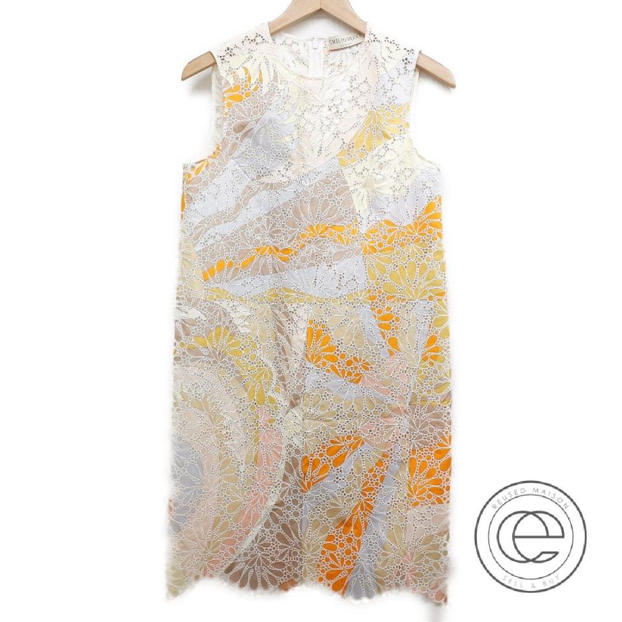 セール開催中 国内正規 Emilio Pucci エミリオプッチ 9erh51 プッチ柄 ノースリーブワンピース Uk8 オレンジ系 レディース お買い求めしやすい価格 Www Skylanceronline Com