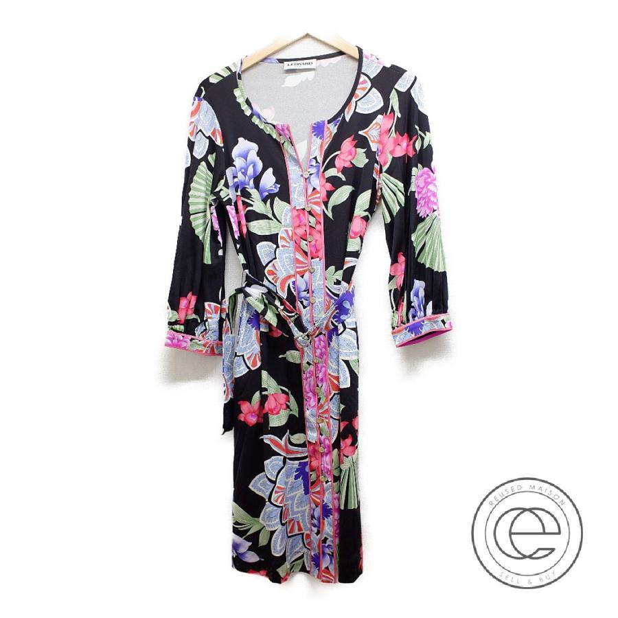 送料無料 Leonard レオナール キーネック フラワープリント ベルト付 長袖ワンピース 40 マルチカラー レディース 21春夏 Server1 Billbrain Tech