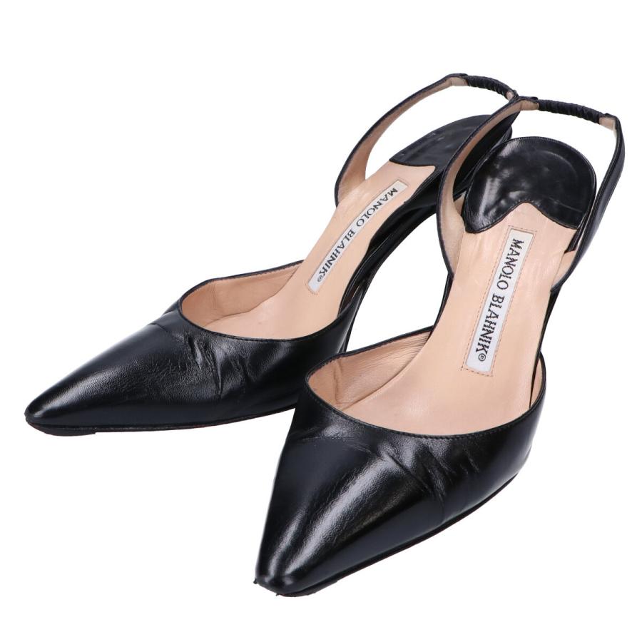 マノロブラニク 36.5 キャロリン スリングバック レザー ブラック