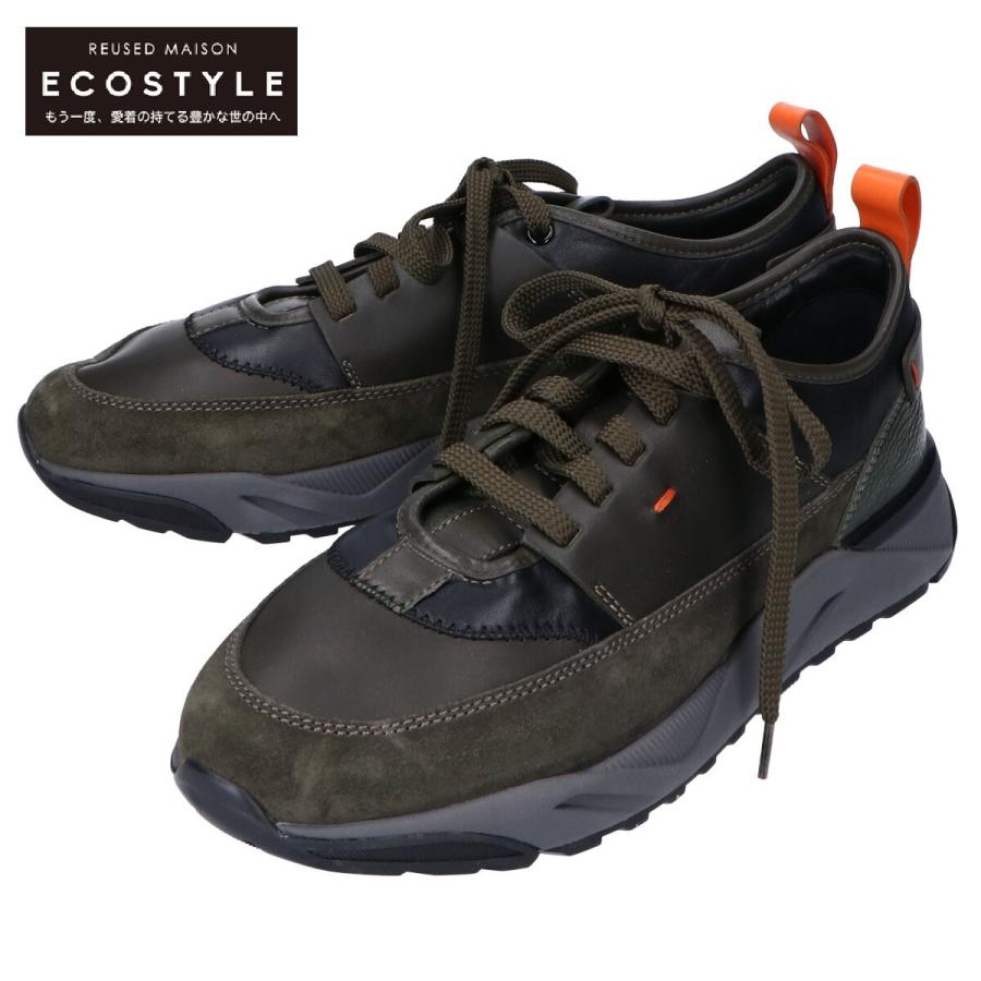 美品 SANTONI サントーニ Innova スエード/レザー スニーカー シューズ 7 カーキ メンズ  :2889900000053559:ブランドリユースショップエコスタイル - 通販 - Yahoo!ショッピング