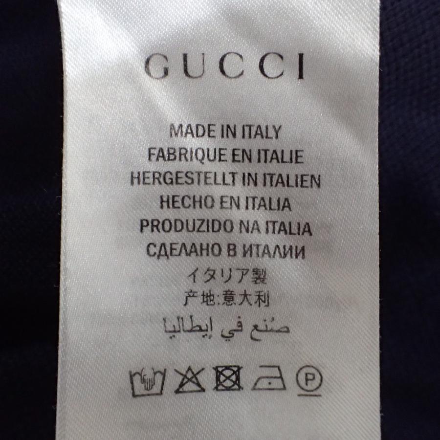 GUCCI 刺繍入りポロシャツ Sサイズ Cotton piquet polo shirt with embroidery in black | GUCCI® US