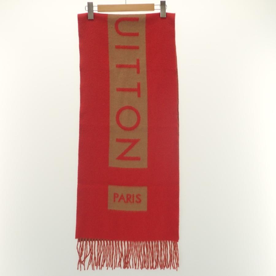 LOUIS VUITTON レッド カシミヤ マフラー フリンジ ストール LOUIS VUITTON レッド カシミヤ マフラー フリンジ ストール