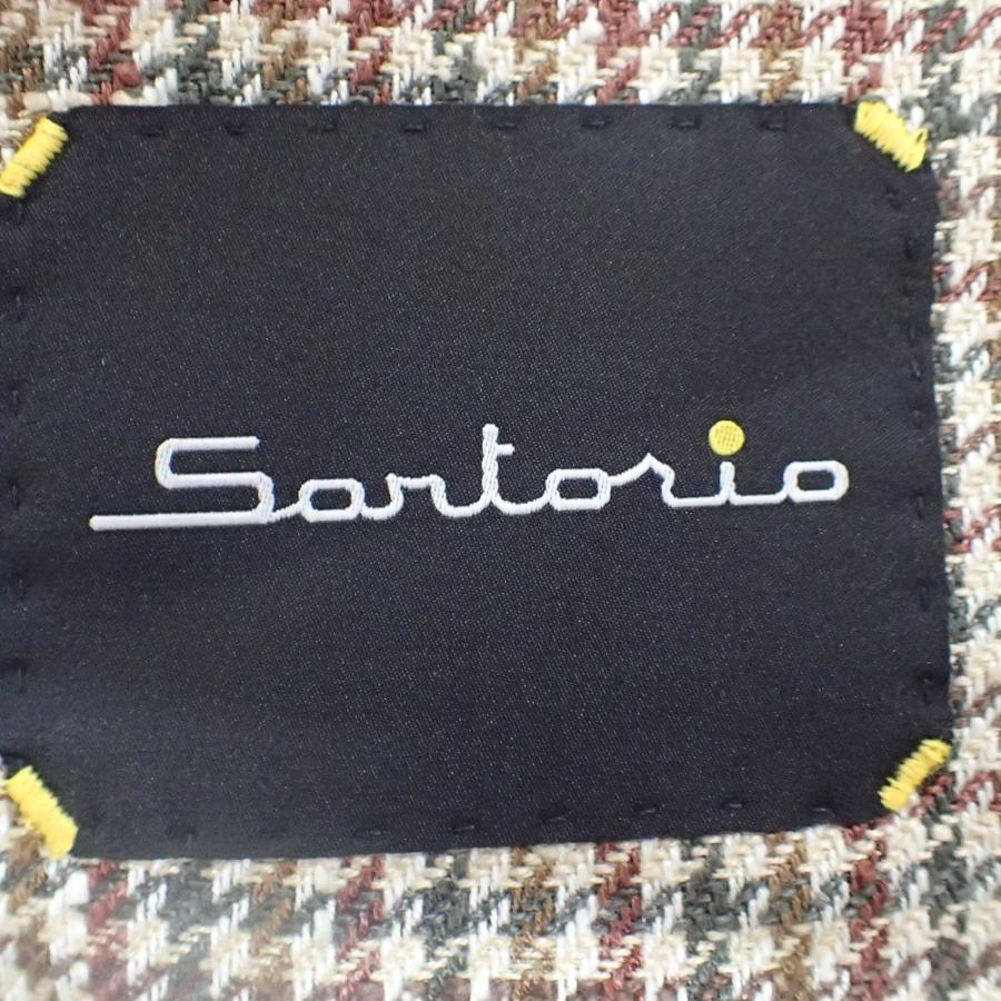 美品/国内正規 Sartorio サルトリオ ガンクラブチェック シルク/リネン