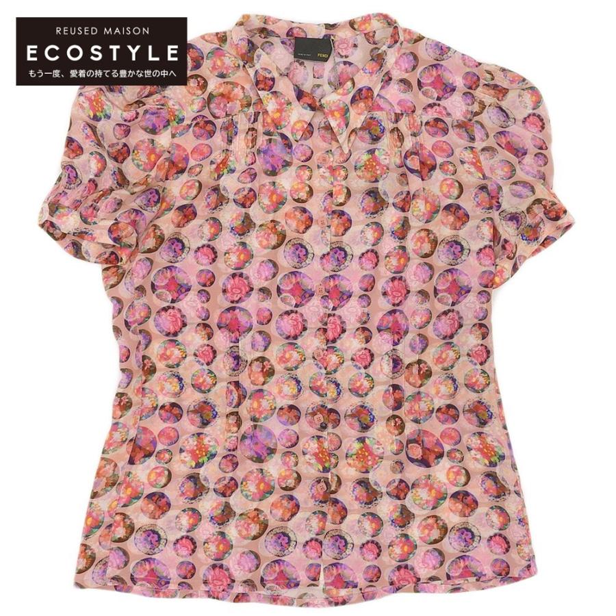 新品同様 Fendi フェンディ シルク 総柄 シャツブラウス レディース ピンク 42 Fs5470 ブランドリユースショップエコスタイル 通販 Yahoo ショッピング