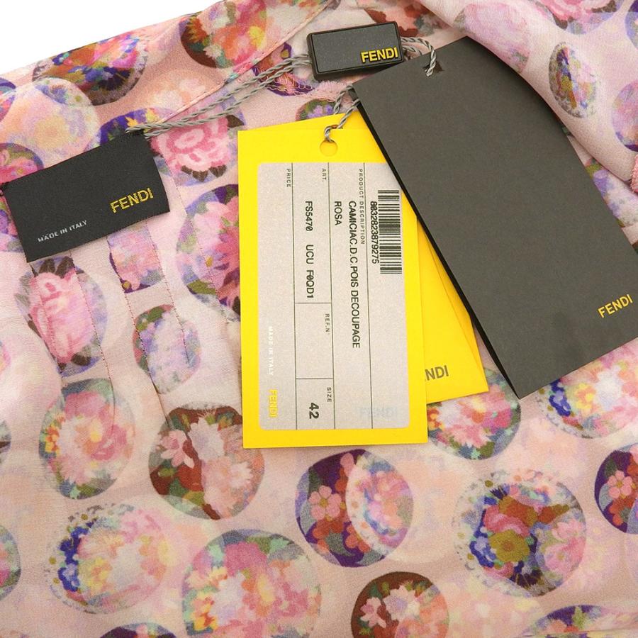 FENDI 新品同様 フェンディ シルク 総柄 シャツブラウス レディース 