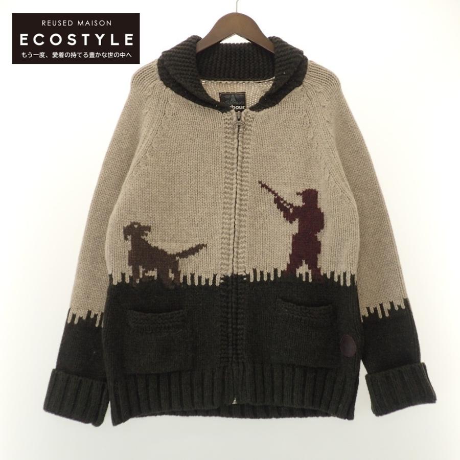 新品同様品/ Barbour バブアー ウール ジップアップ ニットジャケット