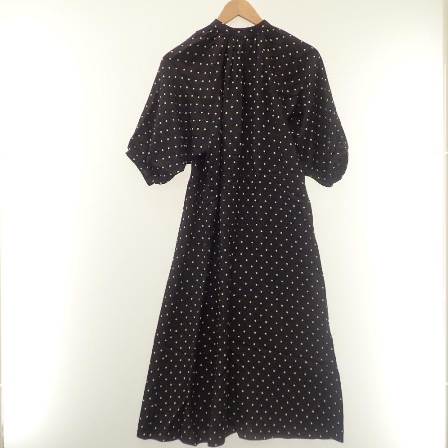 美品/国内正規 CELINE セリーヌ 2R091705D ドット柄 バンドカラー ワンピース 34 ブラック レディース