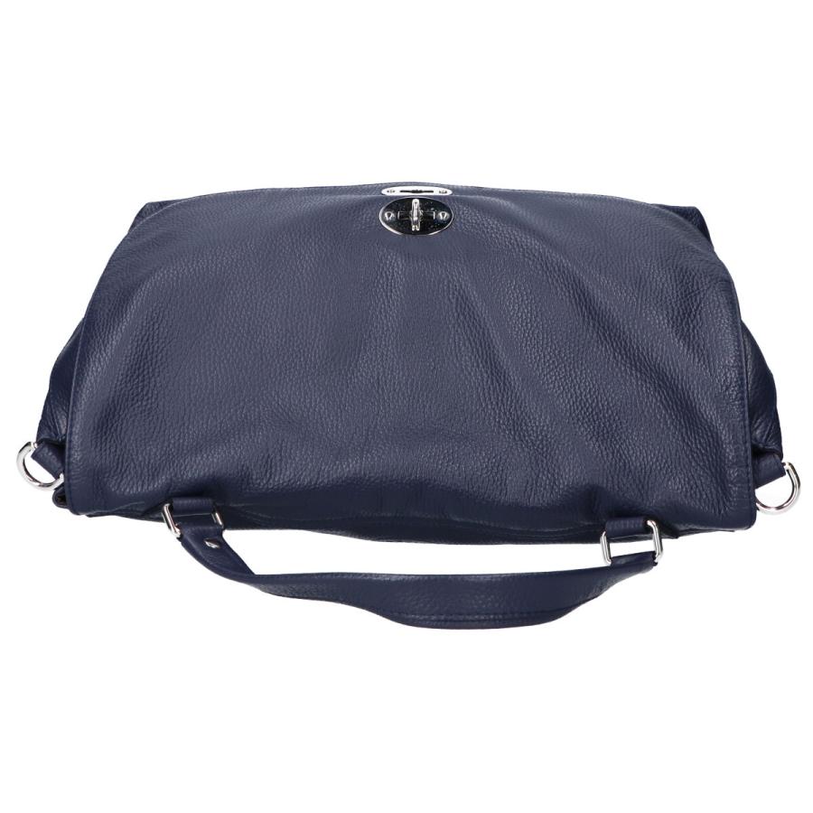 美品 ザラネート ポスティーナ L ネイビー 大容量 ショルダーバッグ ZANELLATO ザネラート POSTINA L ポスティーナL ターンロック