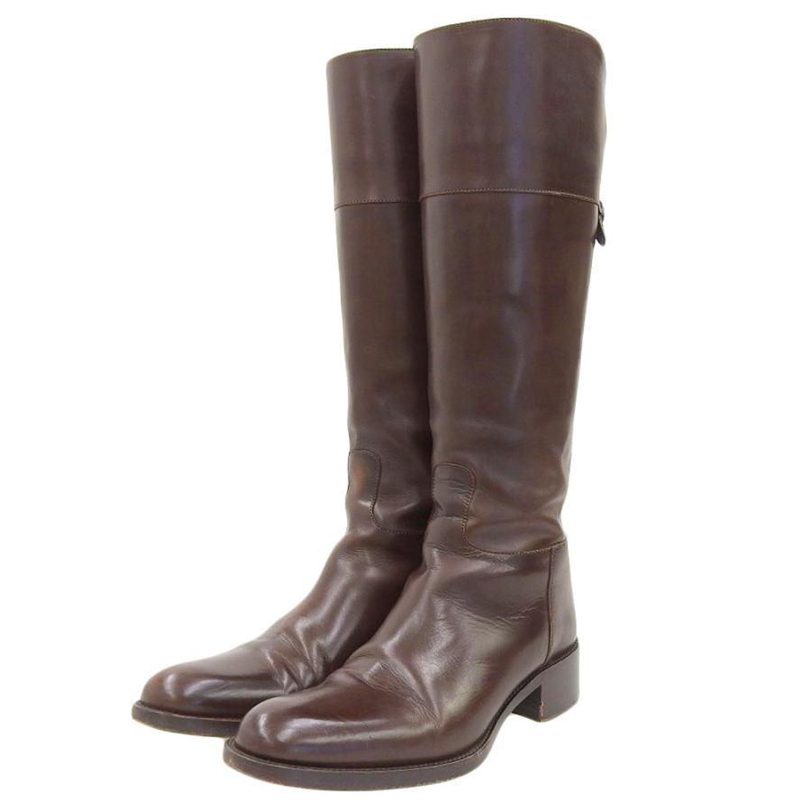 SARTORE サルトル　ロングブーツ（36）ジョッキーブーツ　革靴　茶 SARTORE（サルトル） レザー バッククロス ロング ジョッキー ブーツ