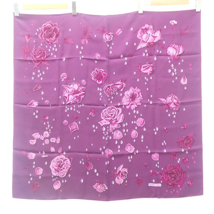 美品/ HERMES エルメス LA ROSEE 薔薇の雫 カレ90 シルク100