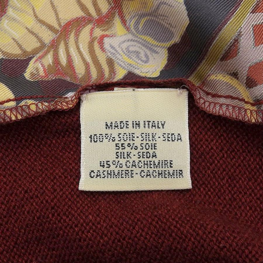 HERMES エルメス シルク スカーフ柄 切替 タートルネックニット