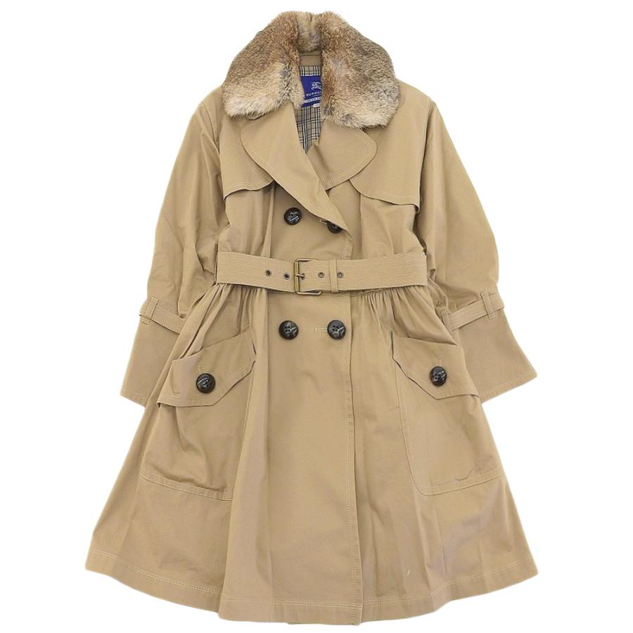 超美品 バーバリー トレンチコート 38 ファー付き ノバチェック裏地 BURBERRY BLUE LABEL（バーバリーブルーレーベル） 国内正規/美品