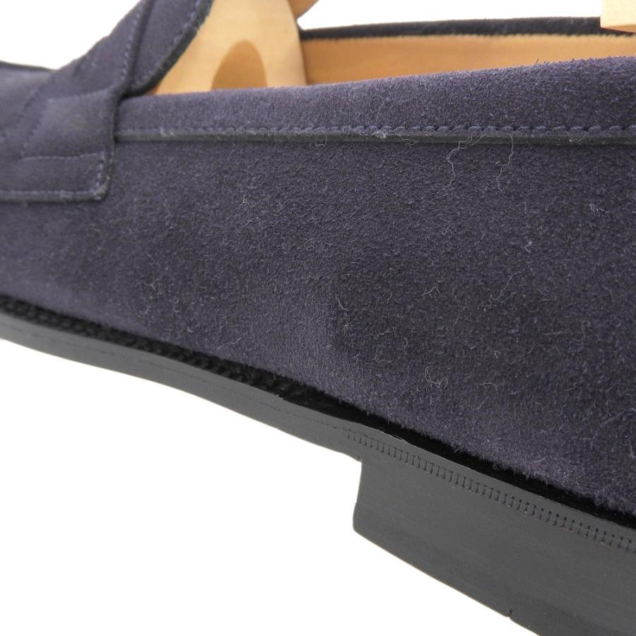 J.M. WESTON ネイビー スエード モカシン シグニチャーローファー ブルーリモージュスエード