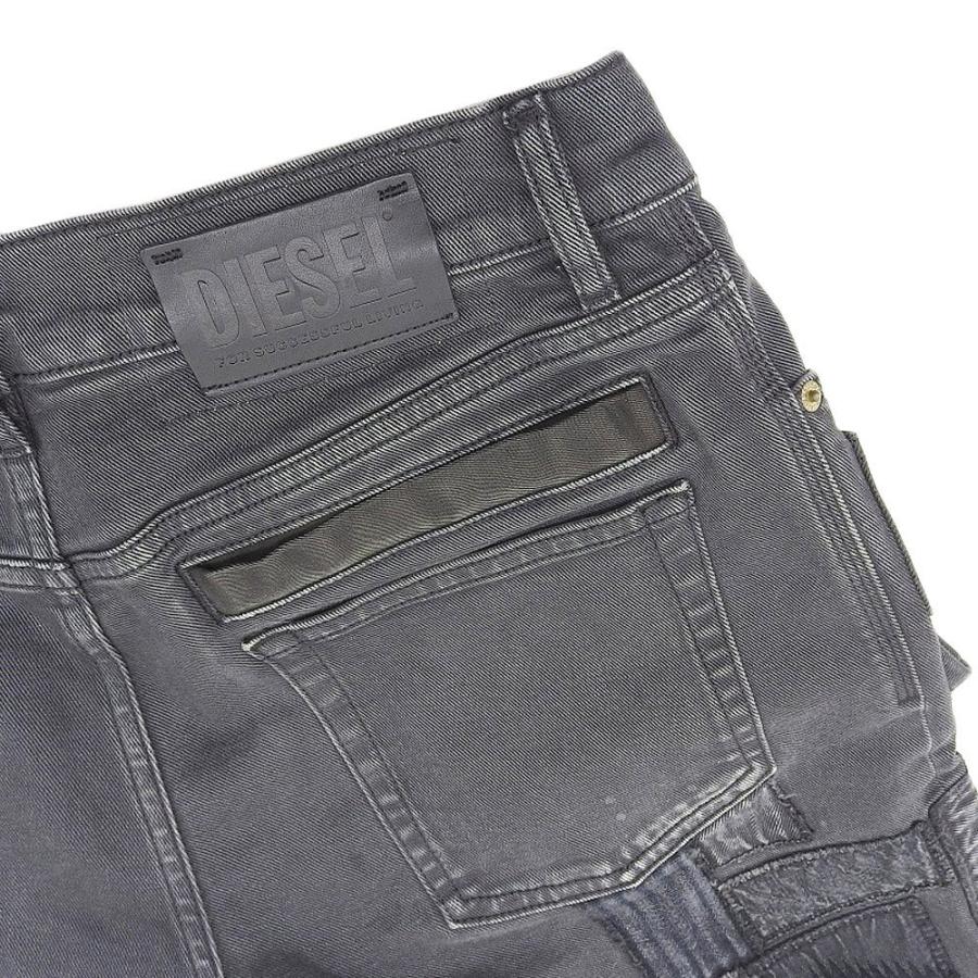 DIESEL ディーゼル パッチワーク デニム カーゴパンツ メンズ 黒 DIESEL ディーゼル パッチワーク デニム カーゴパンツ メンズ 黒