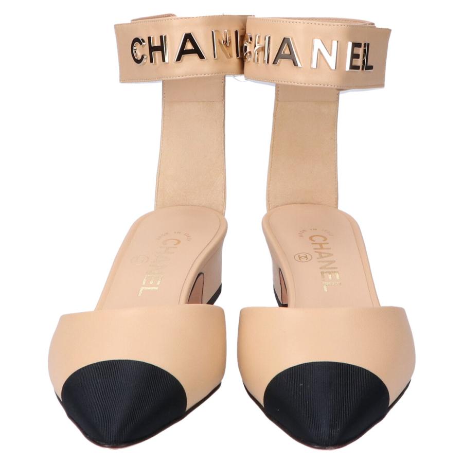 ク*ロ様 【未使用】CHANEL ベージュ/ブラック パンプス 緑屋質屋】シャネル G31321 パンプス #36C レザー/ベージュxブラック