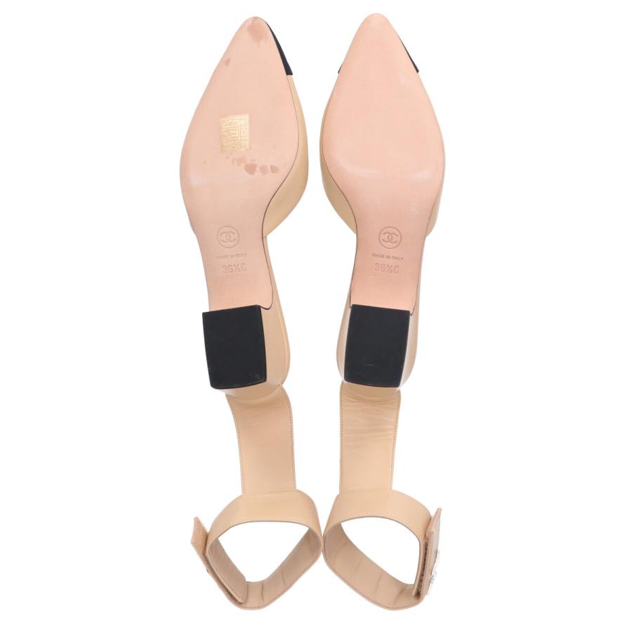 #CHANEL ポインテッドトゥバックストラップパンプス ベージュ・黒 NEW CHANEL Goatskin Grosgrain Cap Toe CC Slingback Pumps** CHOOSE