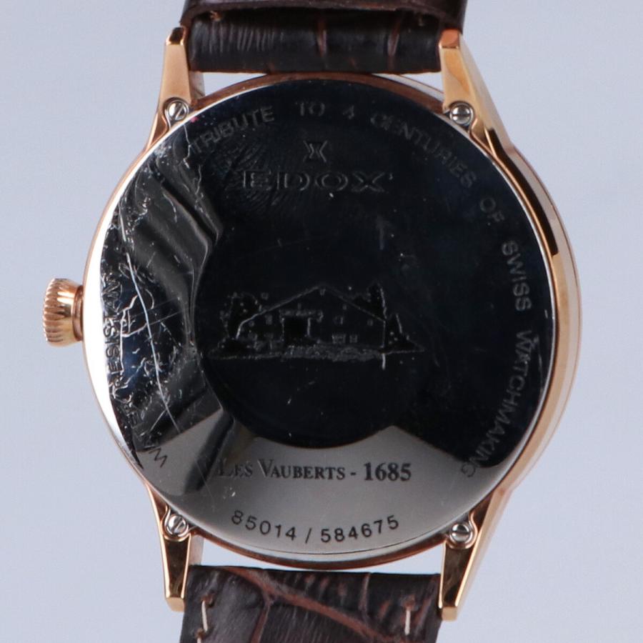 EDOX（エドックス） LES VAUBERTS オープンハート レザー型押しベルト 
