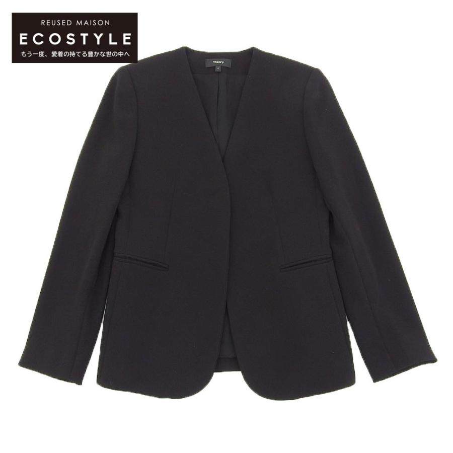 超美品theory ノーカラージャケットクレープブラック0