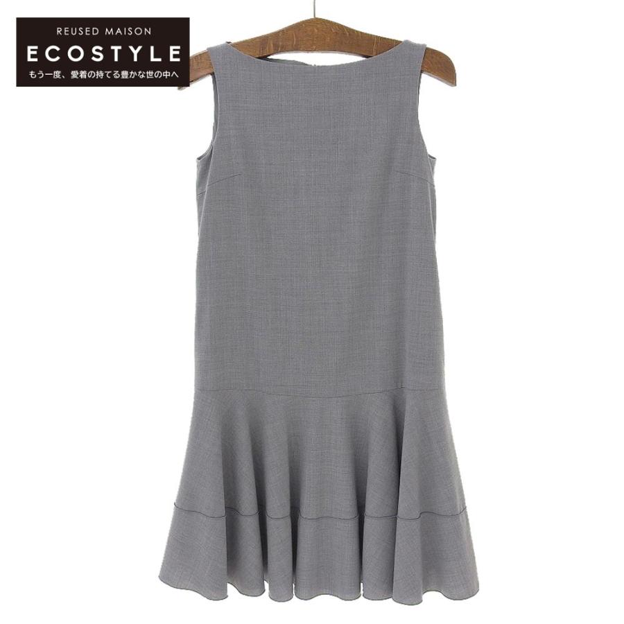 【極美品】フォクシーニューヨーク　ノースリーブワンピース38 ストレッチ　グレー 美品 FOXEY NEW YORK フォクシーニューヨーク ノースリーブ