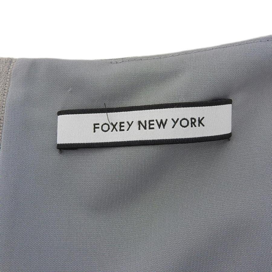 【極美品】フォクシーニューヨーク　ノースリーブワンピース38 ストレッチ　グレー 美品 FOXEY NEW YORK フォクシーニューヨーク ノースリーブ