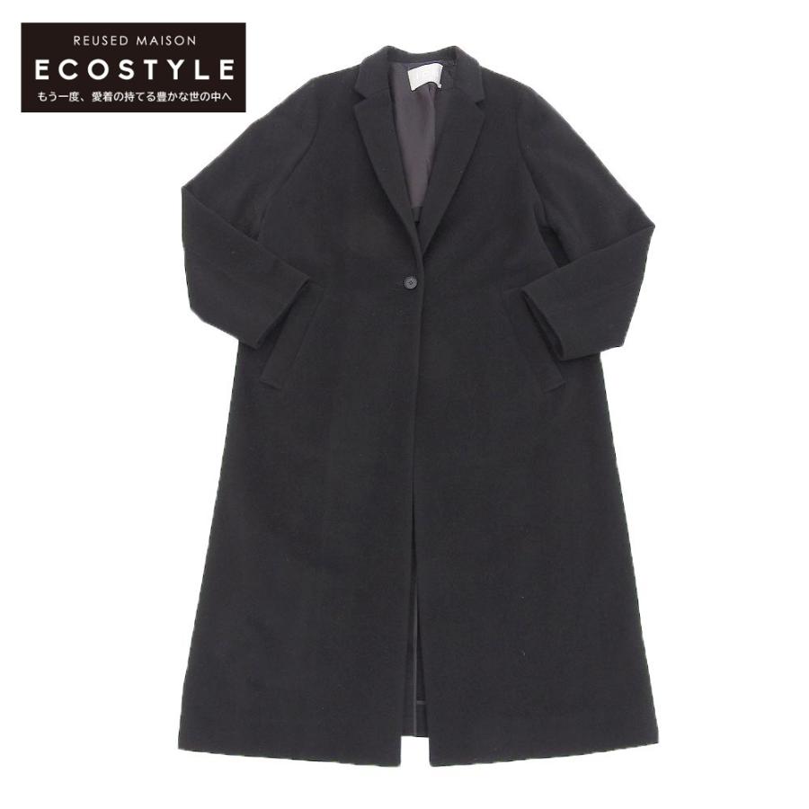 美品 ICB アイシービー ウール チェスター コート レディースブラック