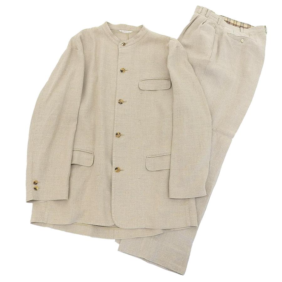 未使用✨パパス　リネン100　スーツセットアップ　ベージュ　M　パンツLL PAPAS パパス リネン ノーカラージャケット/パンツ セットアップ