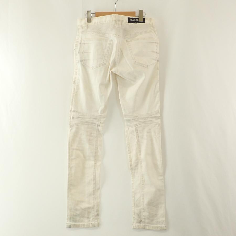BALMAIN 美品/ バルマン S6HT572D423 USED加工 バイカー ストレッチ 