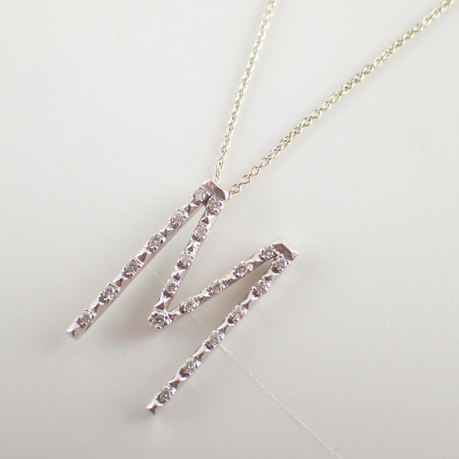 美品 Zoccai ゾッカイ 750 イニシャル M ダイヤモンド ネックレス