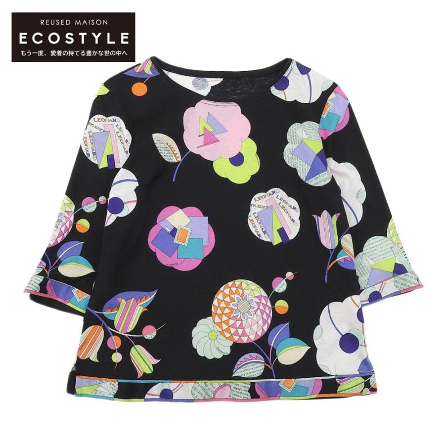 LEONARD 美品 レオナール 花柄×ロゴ ブラウス カットソー トップス 