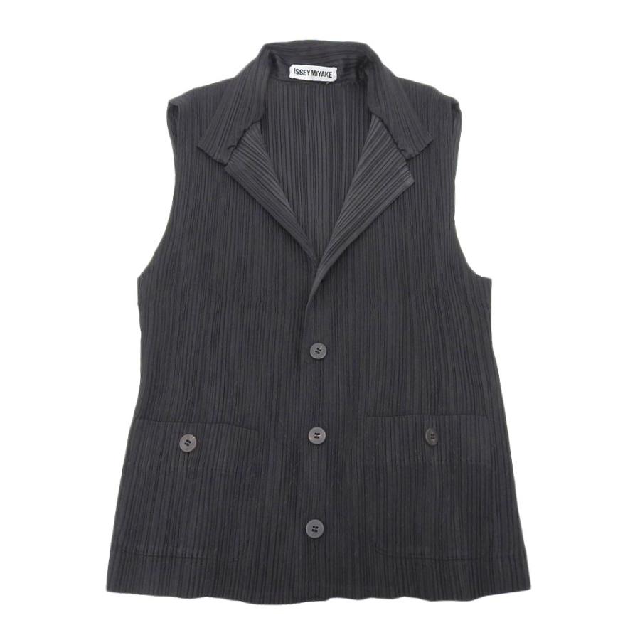 issey miyake イッセイミヤケ プリーツ ジレ ベスト グレー M