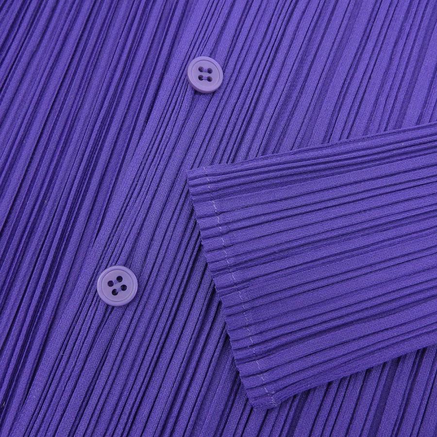 【美品】プリーツプリーズ ロング カーディガン 羽織り 3 L相当 パープル 紫 美品 PLEATS PLEASE プリーツプリーズ カーディガン レディース