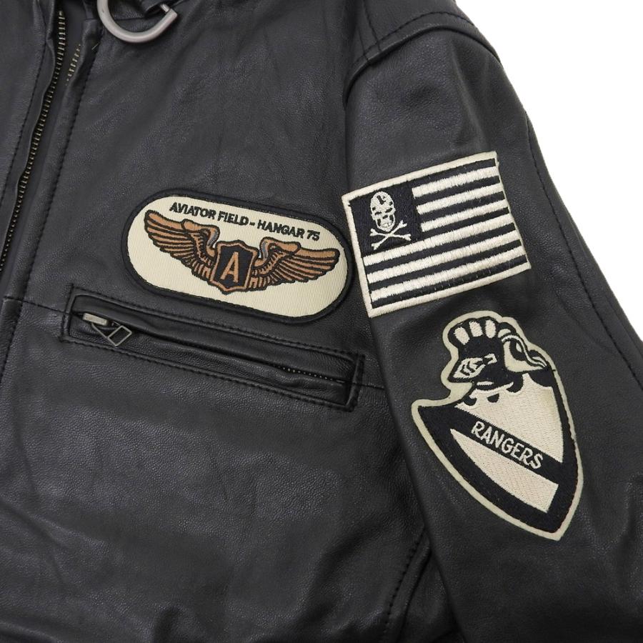AVIREX ラムスキン シングルライダースジャケット XL ワッペン AVIREX（アヴィレックス） 未使用 ラムレザー ワッペン パッチド