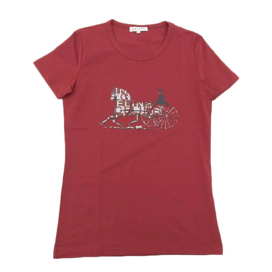 CELINE（セリーヌ） 美品 ロゴ 馬車プリント コットン 半袖 Tシャツ 