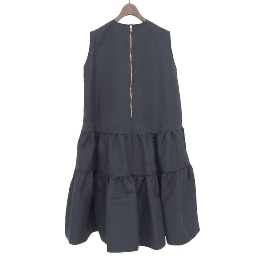 美品 ROCHAS ロシャス ティアード フレア ワンピース レディース 黒 