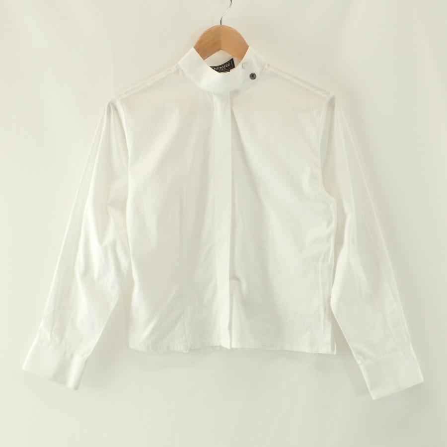 美品/国内正規 HERMES エルメス H総柄 セリエボタン スタンドカラー 