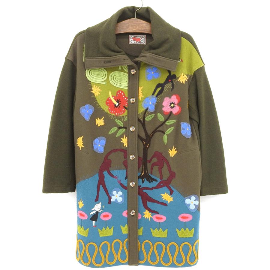 美品 アルベロベロ オレボレブラ コート ぶたさん ビジューボタン 黒　フリー 美品 ALBEROBELLO アルベロベロ ブタさんボタン ガーデンデザイン