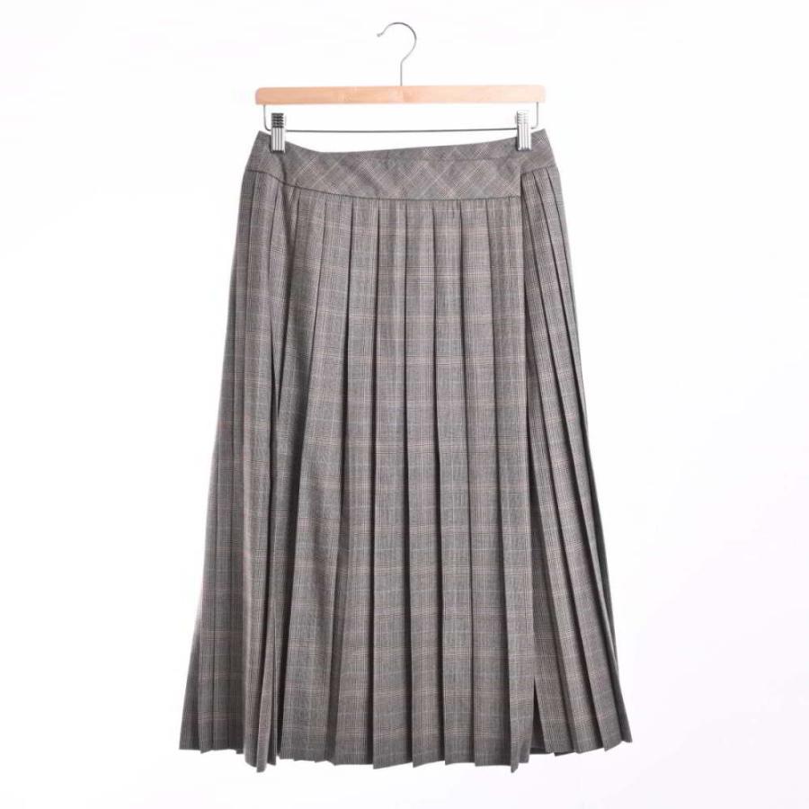 Drawer グレンチェック ウール ラッププリーツスカート 36 グレー