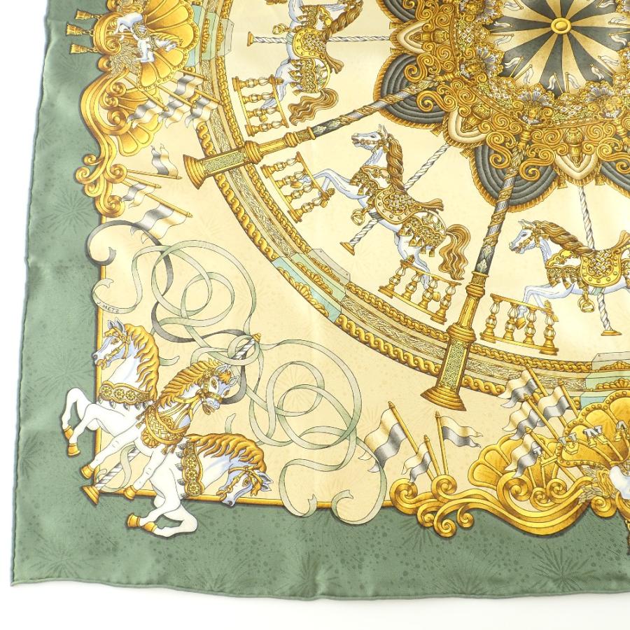 美品 HERMES エルメス LUNA PARK 遊園地 回転木馬 カレ90 シルク100 