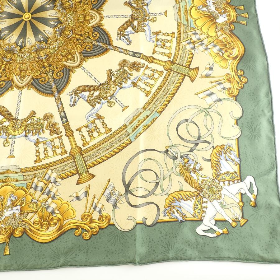 美品 HERMES エルメス LUNA PARK 遊園地 回転木馬 カレ90 シルク100
