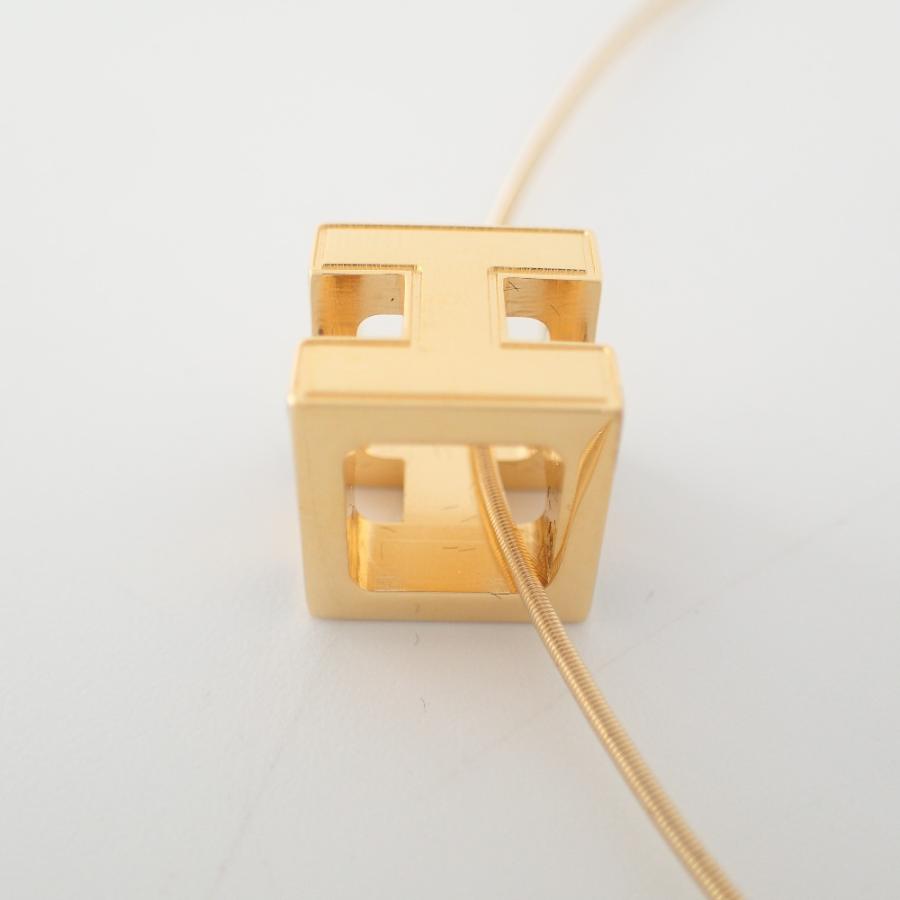 美品 HERMES エルメス Hキューブ ワイヤー ネックレス ゴールド 