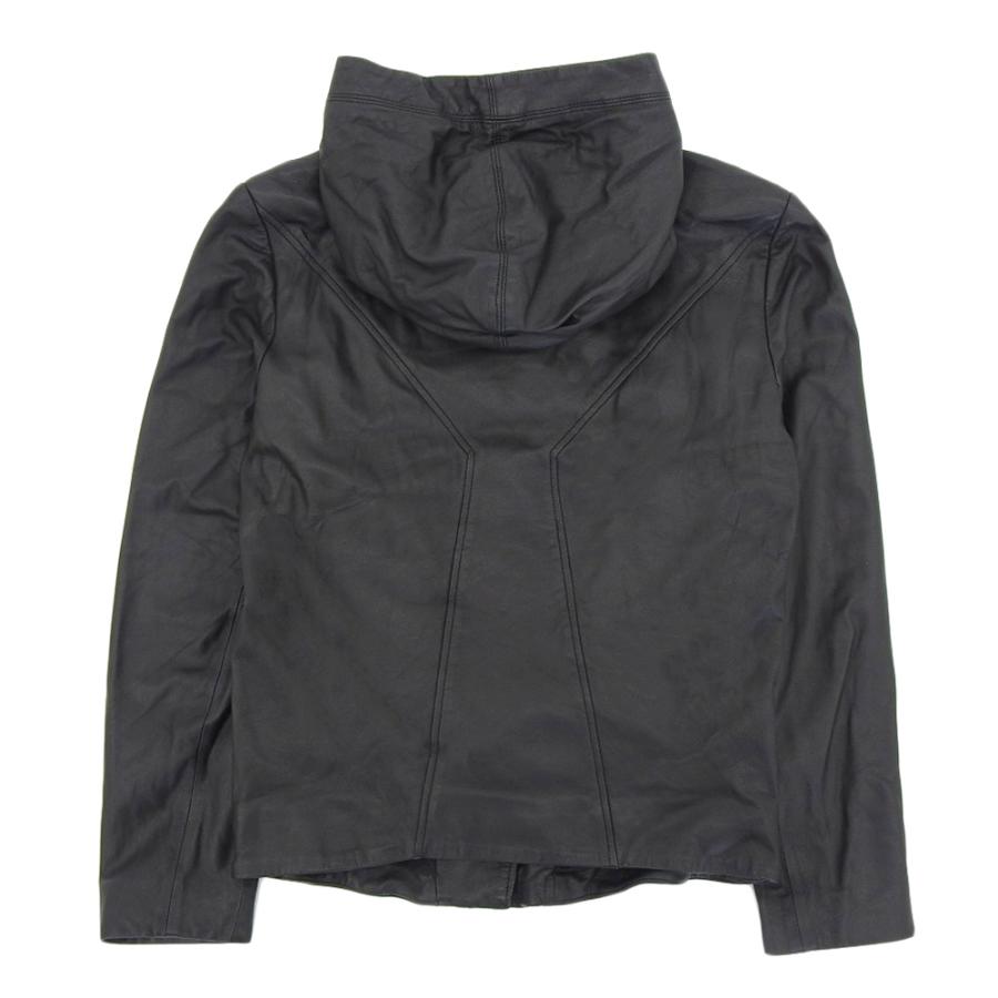 HELMUT LANG フーデッド レザージャケット 羊革 ブラック M 美品 HELMUT LANG（ヘルムートラング） フーテッド 羊革 レザー ジャケット