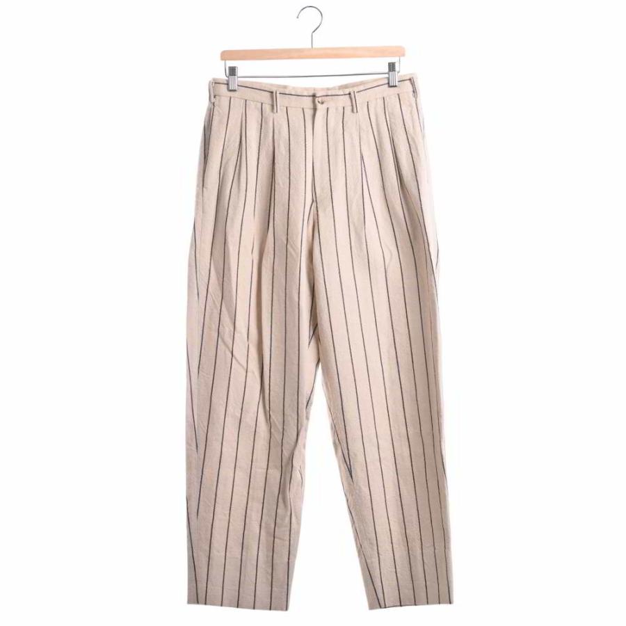 新品同様/ HEUGN ユーゲン TROUSER015 コットンリネン ストライプ 