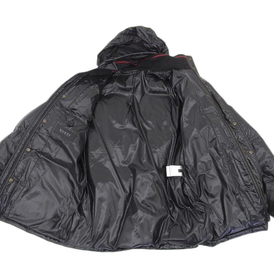極美品■グッチ　ダウンジャケット　黒　シェリーライン　フード付き　46 GUCCI（グッチ） 200611 襟シェリーライン ダウンジャケット 46