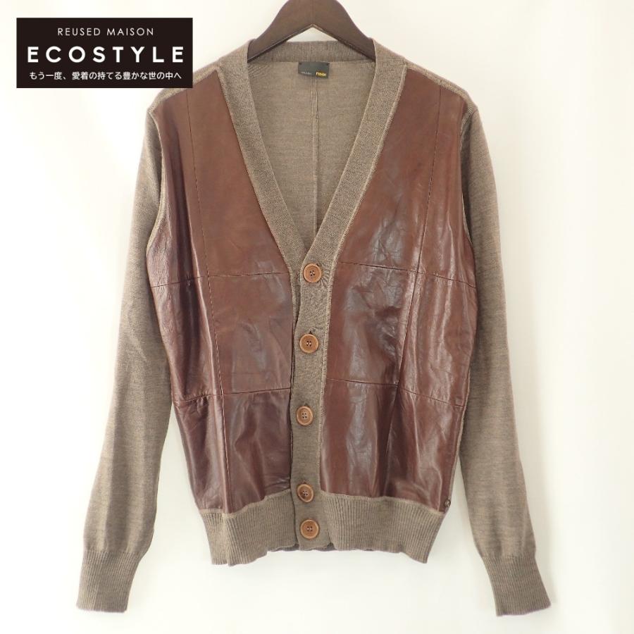 美品/国内正規 FENDI フェンディ FZ0948 QGR レザー切替ウール カーディガン 48 ブラウン メンズ  :2889900000072636:ブランドリユースショップエコスタイル - 通販 - Yahoo!ショッピング