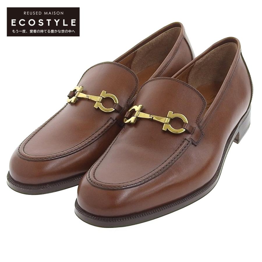 美品★サルヴァトーレフェラガモ ガンチーニ ローファー ブラウン 茶レザー 本革 Salvatore Ferragamo サルヴァトーレフェラガモ FROM ガンチーニ