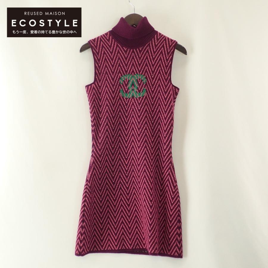 CHANEL シャネル ヘリンボーン/ココマーク カシミヤ ニット ノースリーブ CHANEL シャネル ヘリンボーン/ココマーク カシミヤ ニット