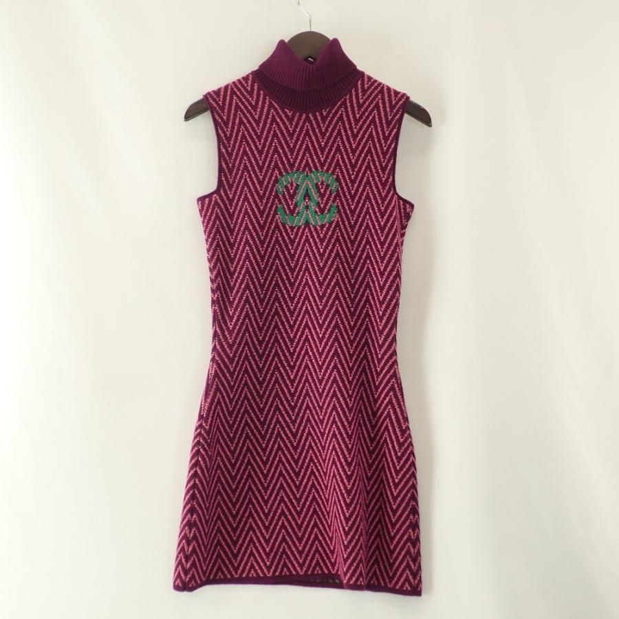 CHANEL シャネル ヘリンボーン/ココマーク カシミヤ ニット ノースリーブ
